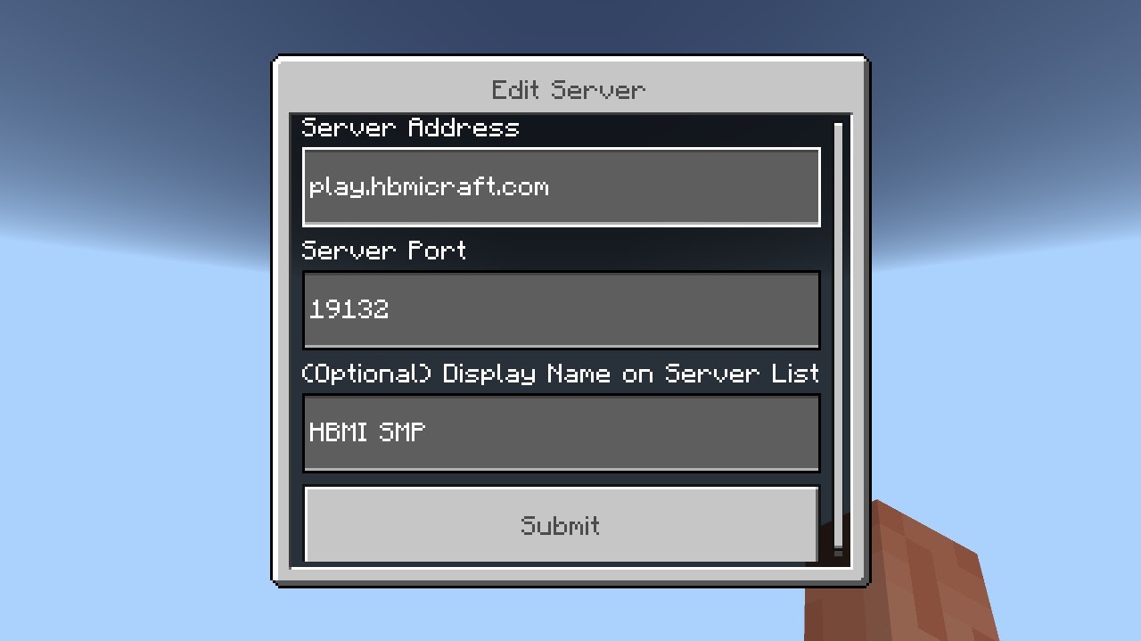Edit Server Box