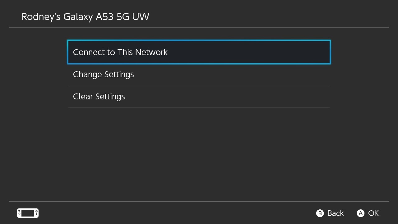 Connect to This Network Selection