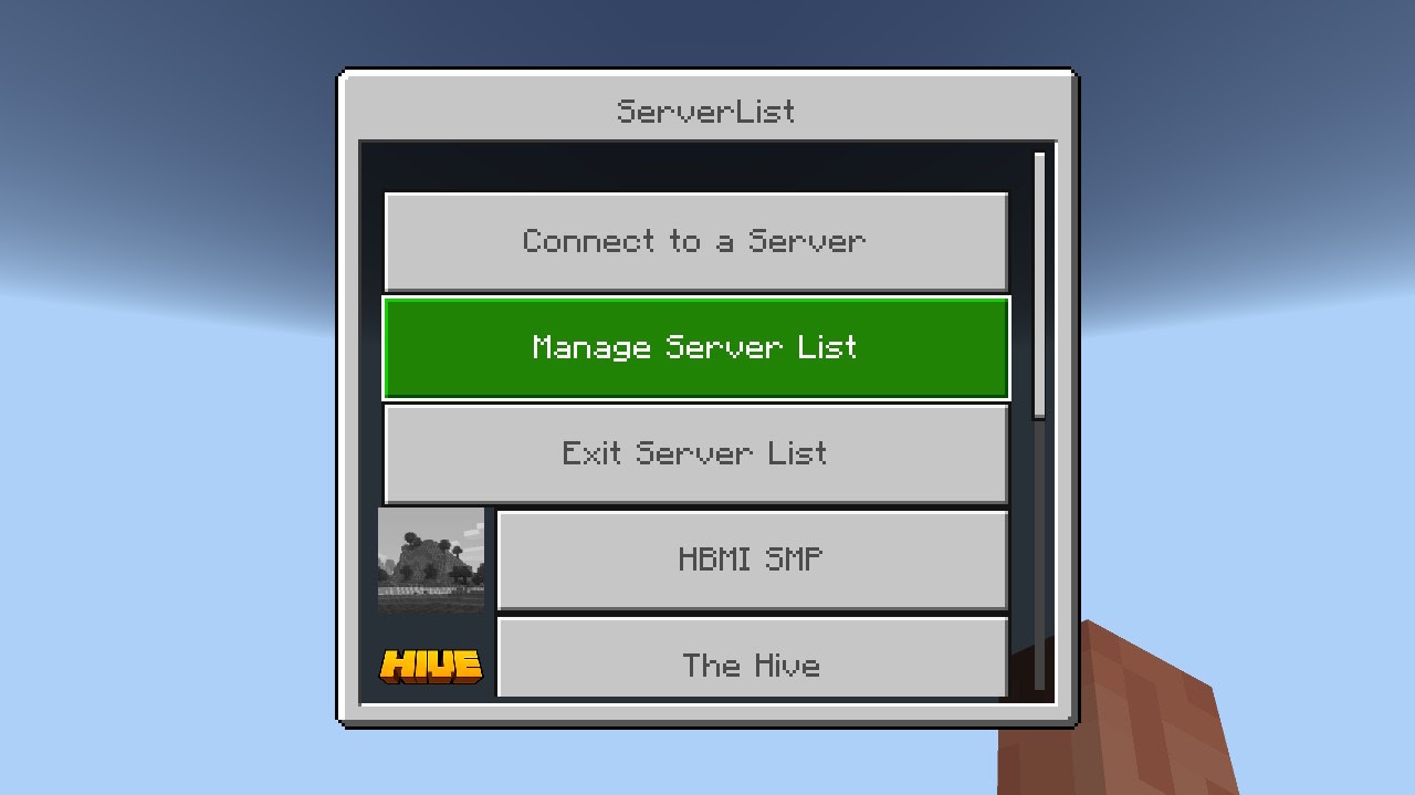 BedrockConnect Server List Menu